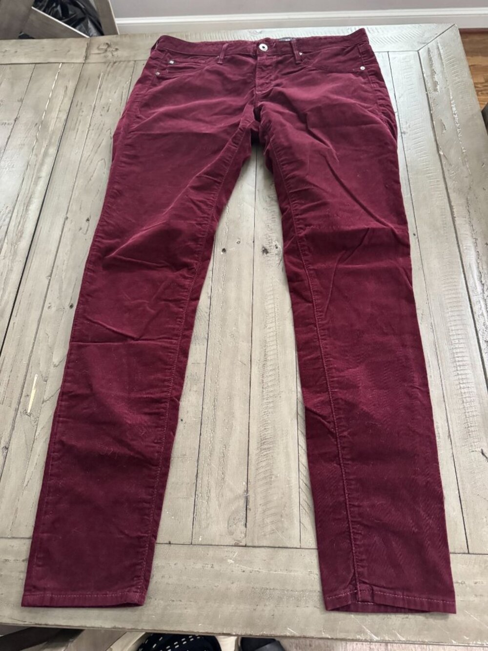 AG The Legging Super Skinny Corduroy Jeans Wine Red Size 30